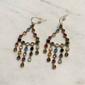 J. Crew Factory Crystal Dangly Statement Earrings (Natural Rainbow) NWOT